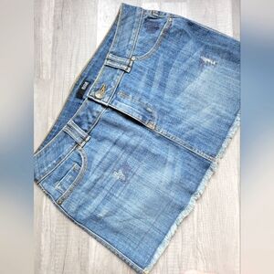 Vintage ana size 12 blue jean mini skirt frayed bottom